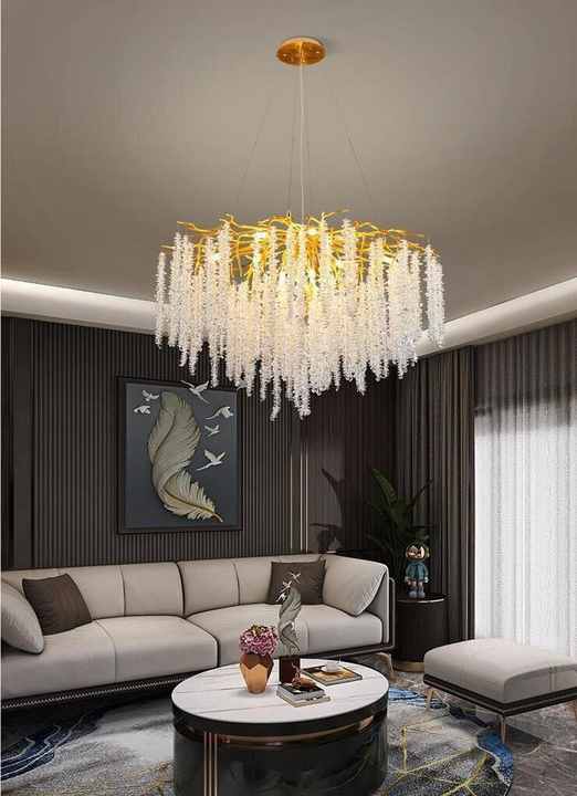 Golden Rainfall Round Chandelier