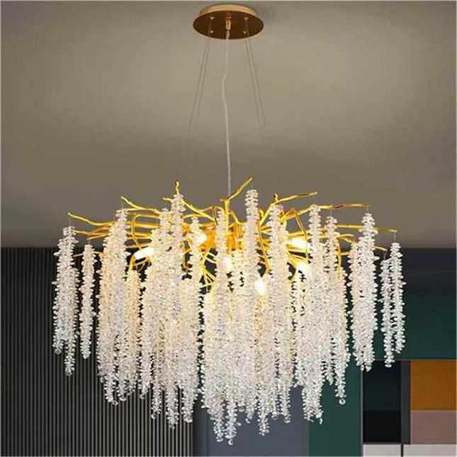 Golden Rainfall Round Chandelier
