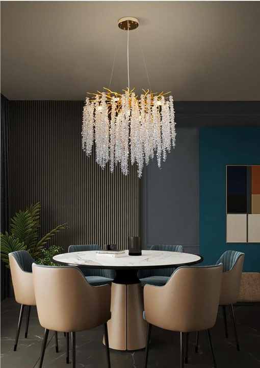 Golden Rainfall Round Chandelier