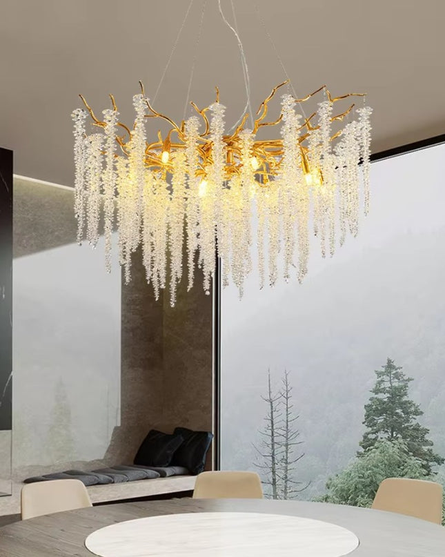 Golden Rainfall Round Chandelier