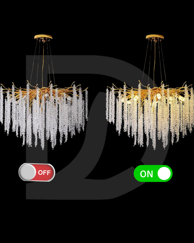 Golden Rainfall Round Chandelier