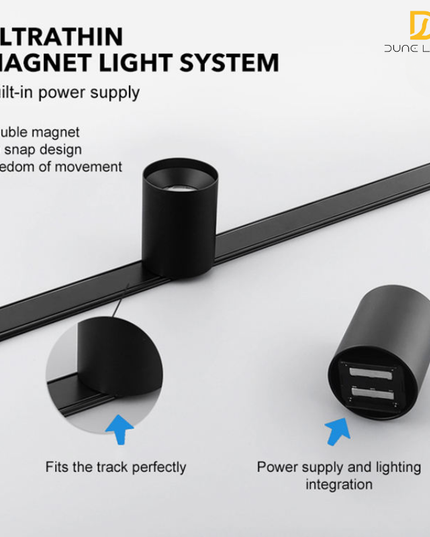 Ultrathin Magnetic Track Light Channel